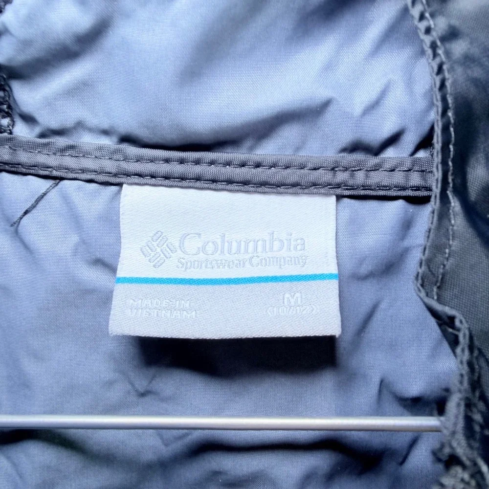 Columbia Kids Windbreaker Jacket Hooded‎ Full Zip Black Gray Size Medium 10/12